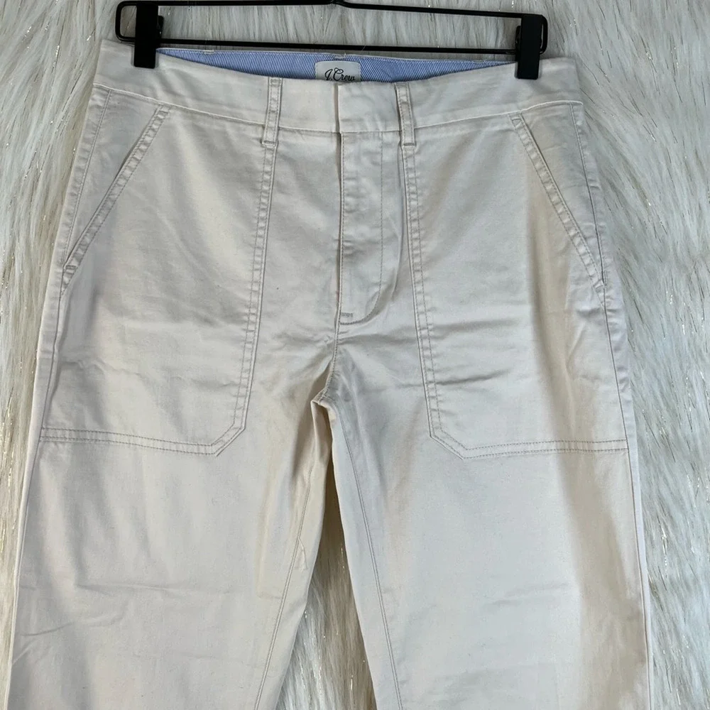 J.Crew Womens Re-Imagined Ankle Pants Ivory Mid Rise Pockets Cuffed Stretch 27